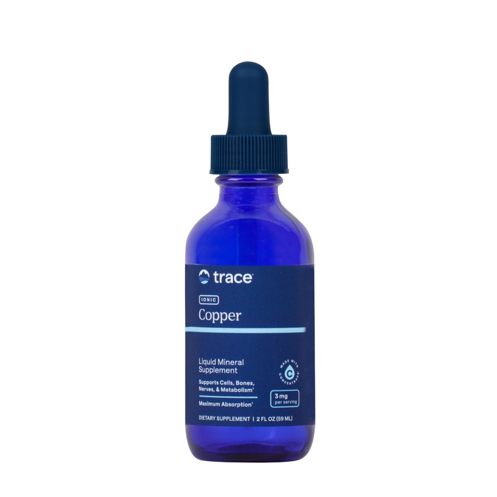 Trace Minerals Ionic Copper - Suplemento de Cobre Líquido para la Salud de la Sangre - Soporta tejido conectivo saludable, metabolismo " Nerves - 2 fl oz (48 Servimientos)
