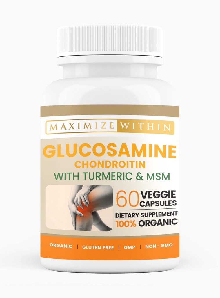 Glucosamine Chondroitin con Turmeric &amp; MSM – Movilidad & Flexibilidad Soporte – 60 cápsulas vegetales