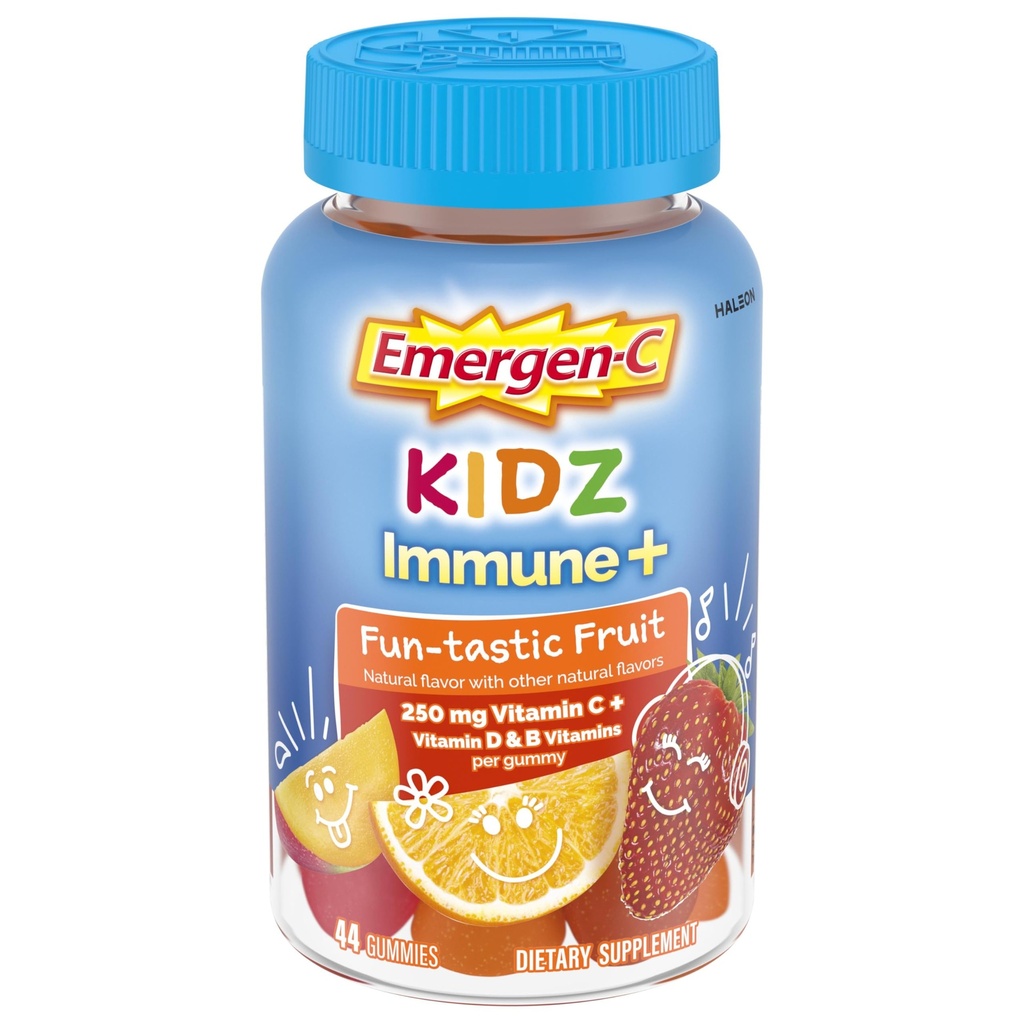 Emergen-C Kidz Vitamina C Immune Support Gummies Fun-Tastic Fruit 44CT incluye Zinc, Manganese, vitaminas B y vitamina D para volver a la escuela esencial
