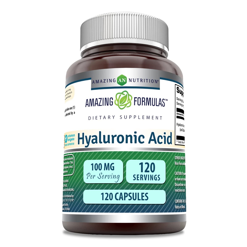 Amazing Formulas Hyaluronic Acid 100 Mg Suplemento Silencio Capsules Silencio No Gluten-Free Silencio Made in USA (1 Pack Silencio 120 Conde)