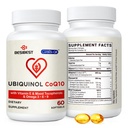 Besibest Ubiquinol CoQ10-600mg-Softgel, Active Coq10 Ubiquinol Suplemento con vitamina E &amp; Omega 3, 6, 9, alta absorción-Coenzyme-Q10, potente antioxidante para la producción de energía, probado, 60 cuenta