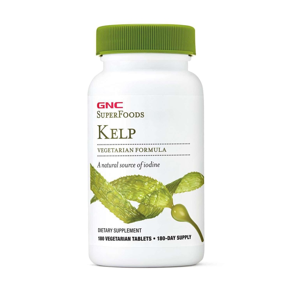 GNC SuperFoods Kelp ¦ Plus Calcium and Iodine ANTE Végetarian - 180 Tablets