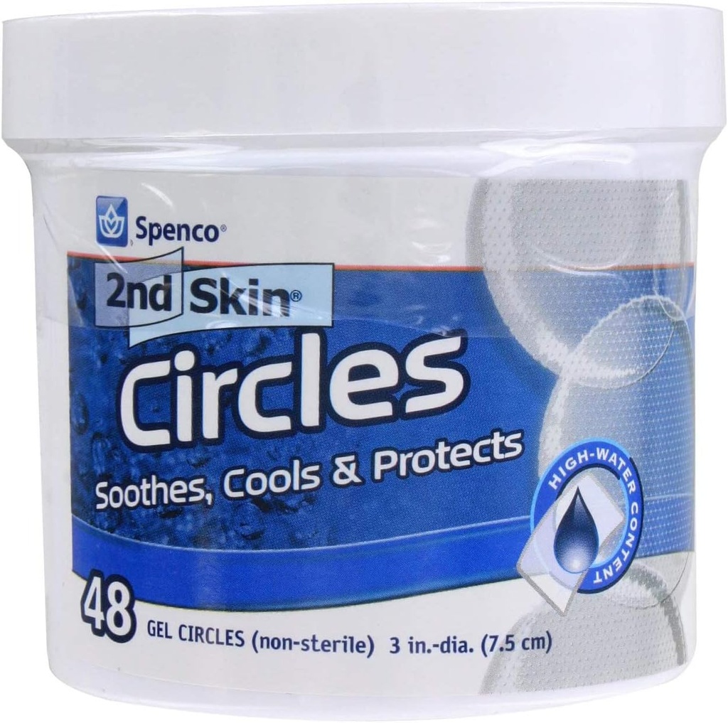 Spenco 2nd Círculos de piel Protección de calma para ampollas, puntos calientes e irritaciones de la piel, Círculos de gel 48-Count
