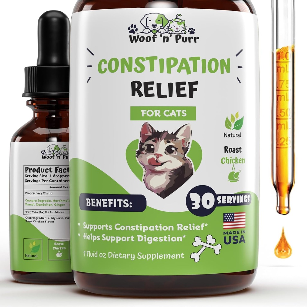 Alivio del estreñimiento de gatos - mayo Ayuda a reducir el estreñimiento " Tazones bloqueadas, mejorar el movimiento intestinal, " Mucho más - Alivio del estreñimiento para gatos - Cat Laxative - 1 fl oz - Chicken Flavor (2)