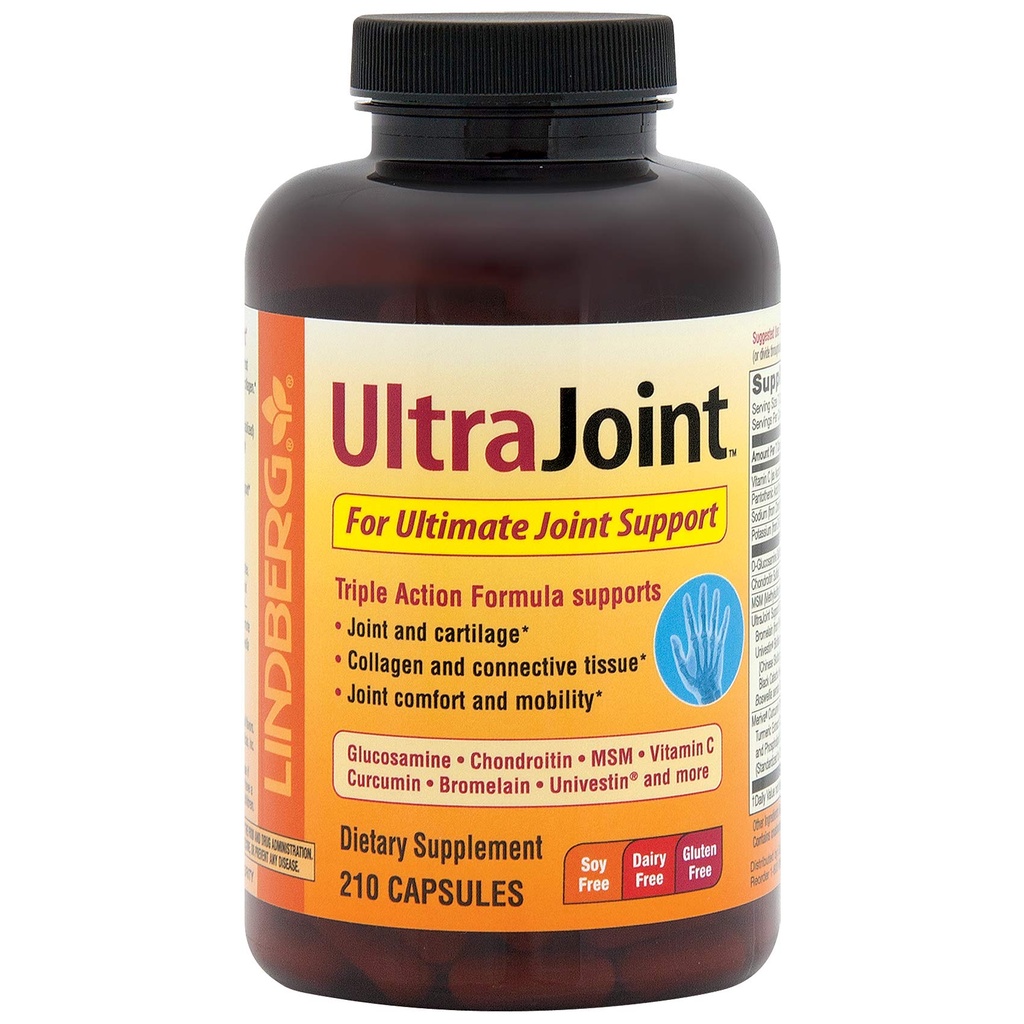 Lindberg Joint Support Suplemento para Hombres y Mujeres ← 210 Capsules Silencio con Turmeric, MSM, Glucosamine, Condroitina, Boswellia Extract ← Triple Action Complex Blend ← Non-GMO, Gluten Free