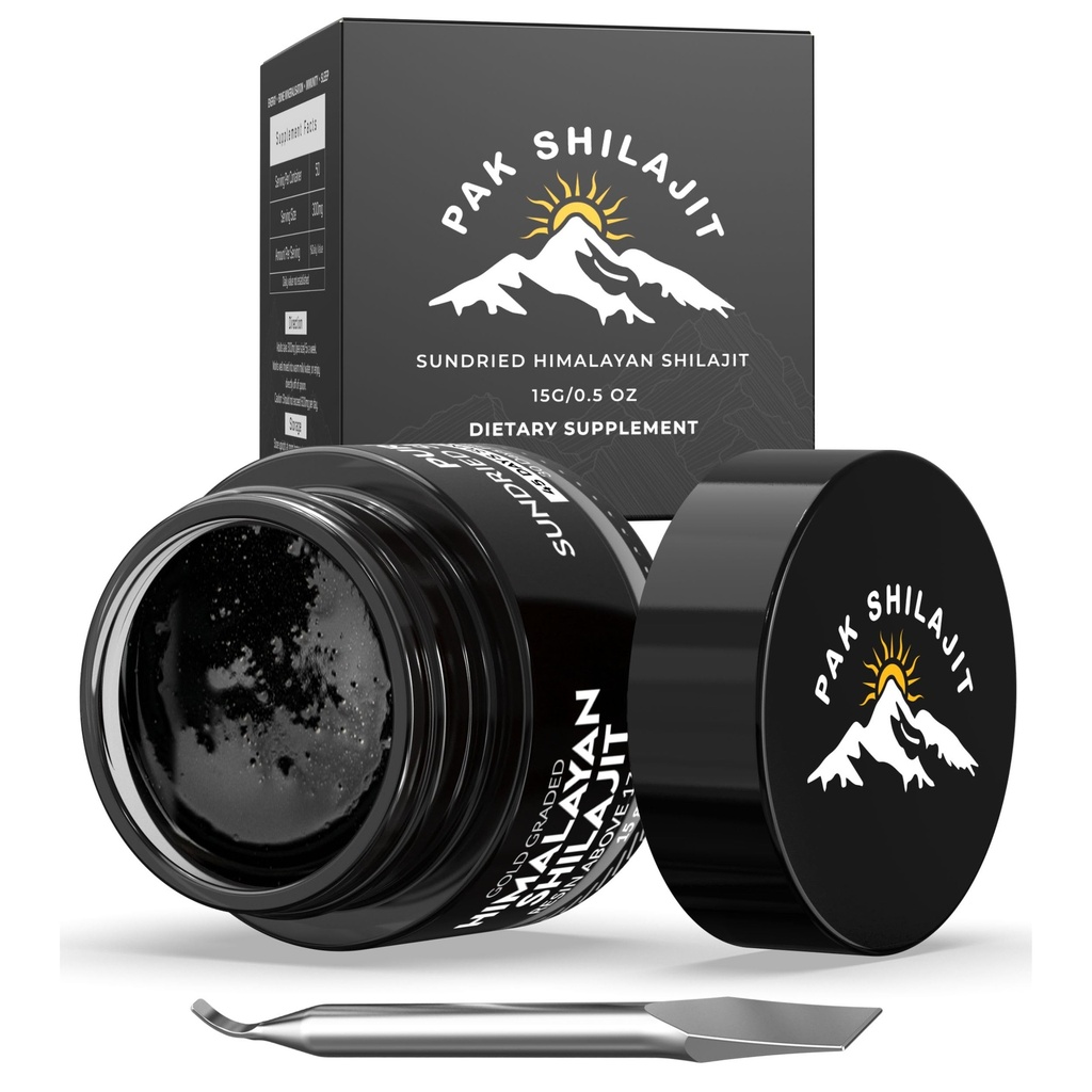 Puro Himalayan Shilajit Resin 45 Días Sun Dried & Gold Graded Shilajit Arriba 17000FT ← Purificado " Orgánico, 85 Plus Minerales Naturales, Rico en Fulvic " Humic Acid for Men " Womens (15Gram)