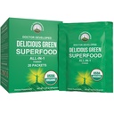 Rendimiento de pico Ecológico Verdes Superfood Powder Solo Servir Packets de viaje. Mejor Tasting Organic Green Juice Super Food con 25+ Todos los ingredientes naturales para Max Energy. (20 Pack)