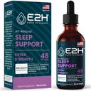E2H Natural Sleep Support - Liquid Melatonin with Chamomile, Theanine - Sleep Better, Deeper, Longer - Vegan, GMO-Free - Proporciona Stress Relief - 2 Fl Oz