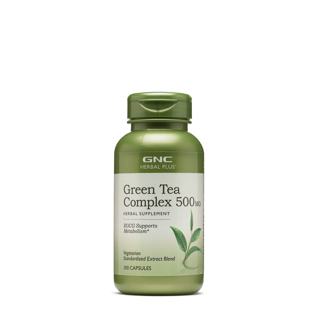 GNC Herbal Plus Green Tea Complex 500mg Suplemento, Vegetariano, apoya el metabolismo, 100 servicios