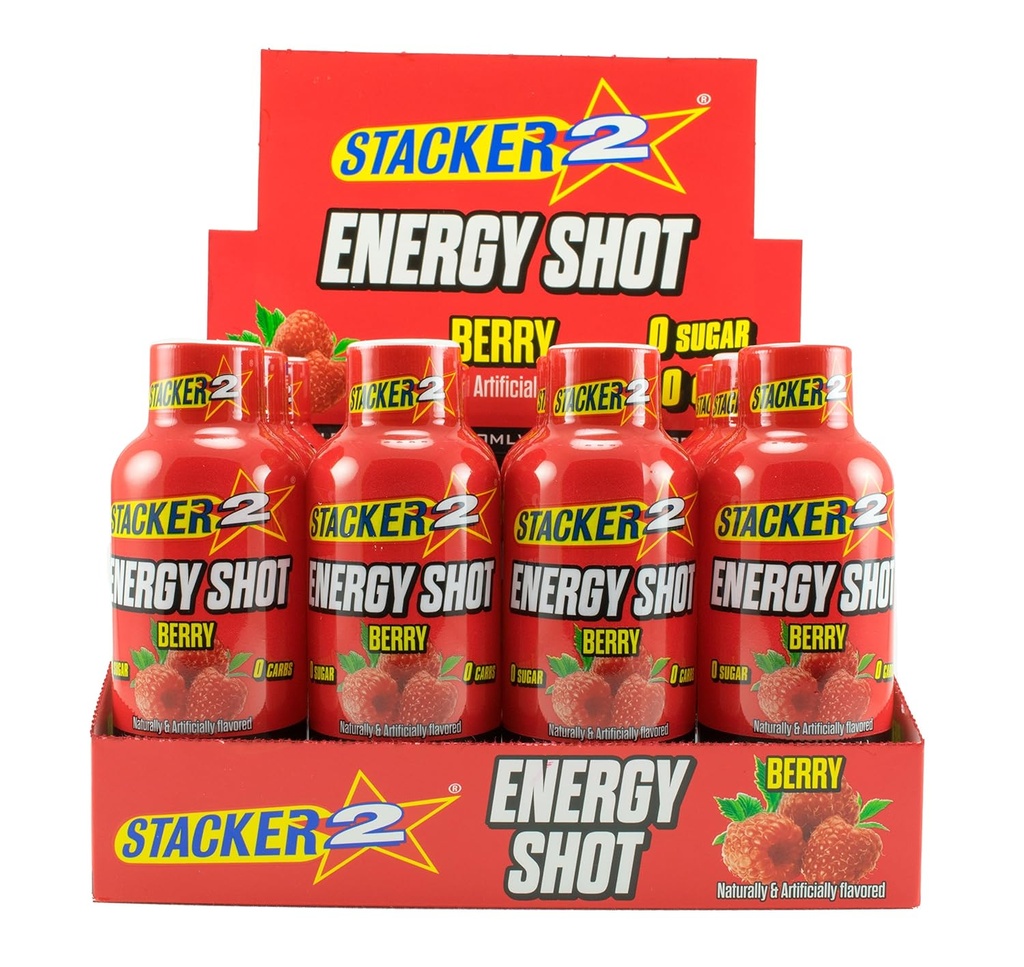 Stacker 2 Energy Shots, Berry, 12 Shots 2oz. Botellas