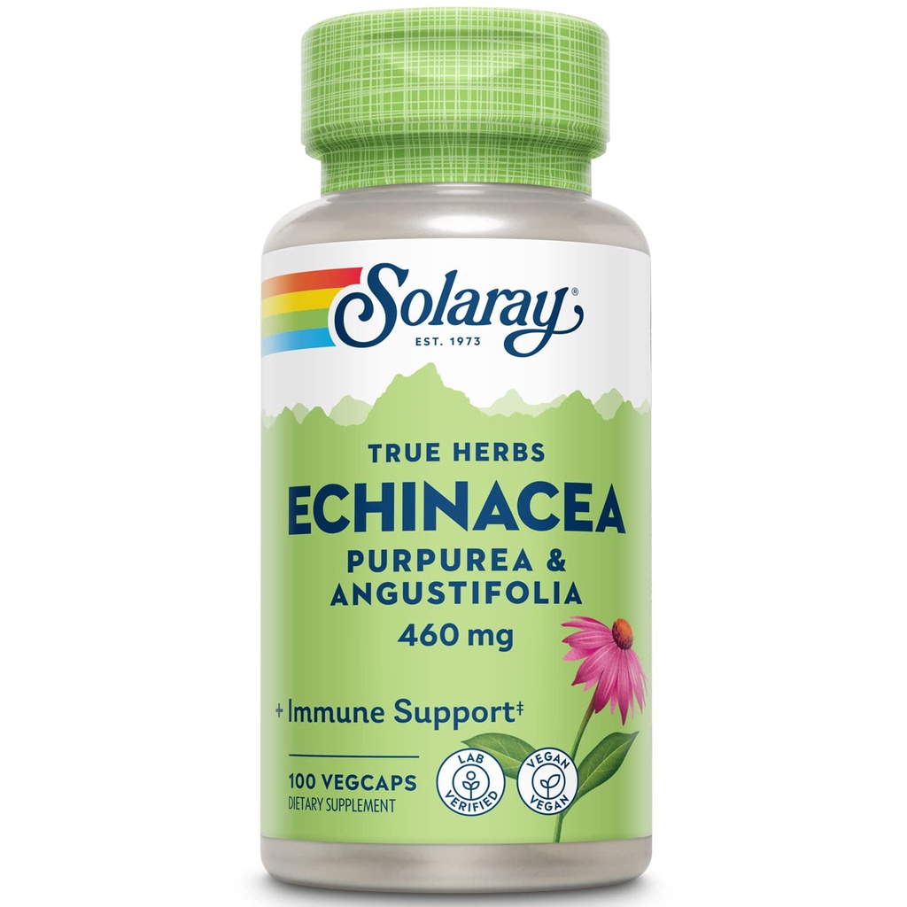 SOLARAY Echinacea Angustifolia & Purpurea Root, Veg Cap (Btl-Plastic) 460mg  100ct