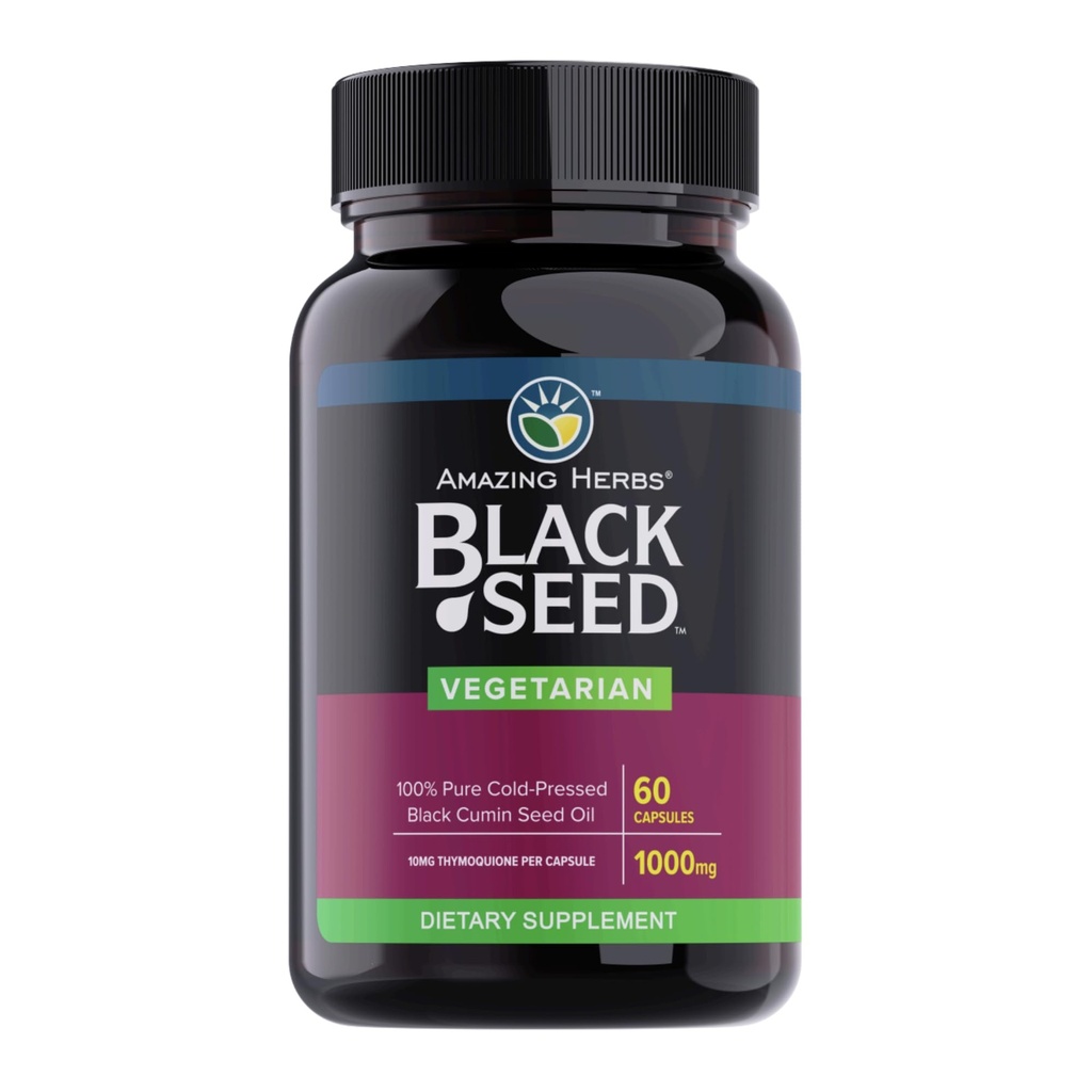 Increíbles Herbs Black Seed Oil Capsules - Black Seed Oil Pills, Black Cumin Seed Oil Capsules, Cold Pressed Nigella Sativa Suplemento, Blackseed Oil, Non GMO, 100% Puro - 60 cápsulas vegetarianas, 1000 mg
