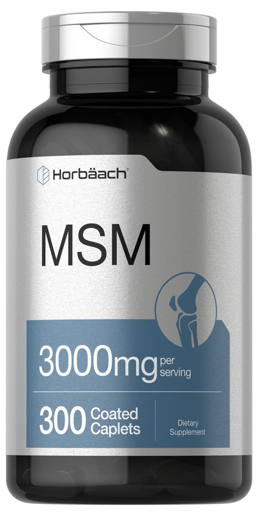 Horbäach MSM Suplemento Silencio 3000mg  300 Coated Caplets  durable Methylsulfonylmethane with Calcium ANTE Vegetarian, Non-GMO, Gluten Free