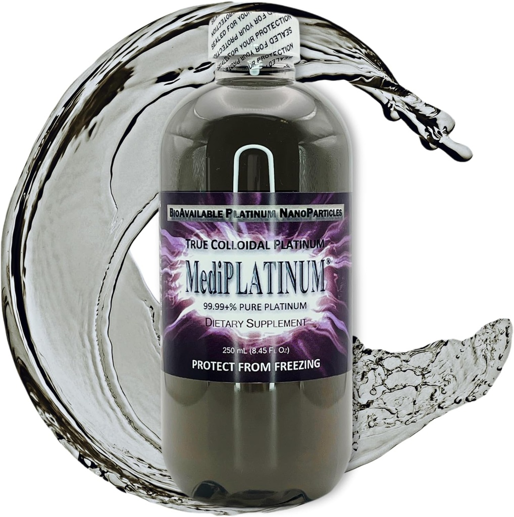 MediPLATINUM True Colloidal Platinum Suplemento dietético - 250 mL (8.45 Fl Oz) en Botella de plástico libre de BPA