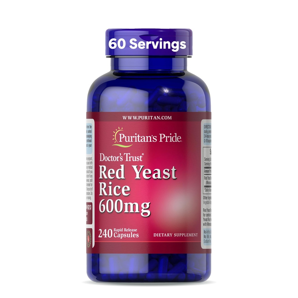 Puritan's Pride Doctors Trust® Red Yeast Rice 600mg, Suplemento dietético, 240 cápsulas de liberación rápida