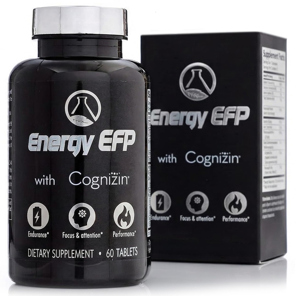 Energy EFP Brain Booster - 60Ct Nootropic Energy Supplements for Focus &amp; Stamina with Citicoline, Vitamina B, Ashwagandha, L-Theanine, Ginseng