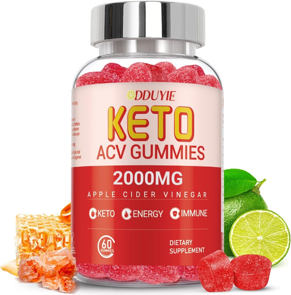 Keto Acv Gummies - Apple Cider Vinegar Gummies Diet Suplemento para Hombre Mujeres - con granada de remolacha Powder - 60 Vegan