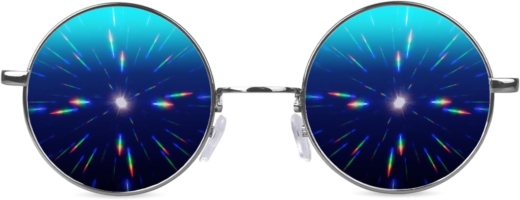 GloFX Diffraction Glasses ← Hippie y Pilot Style Metal marcos con lentes espejo y efecto arco iris 3D