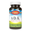 Carlson - Vitaminas A, D3, K2, 3000 mcg RAE Vitamina A, 125 mcg Vitamina D3, 90 mcg Vitamina K2 como MK-7, Bone Building, Calcium Utilization, 120 Soft Gels