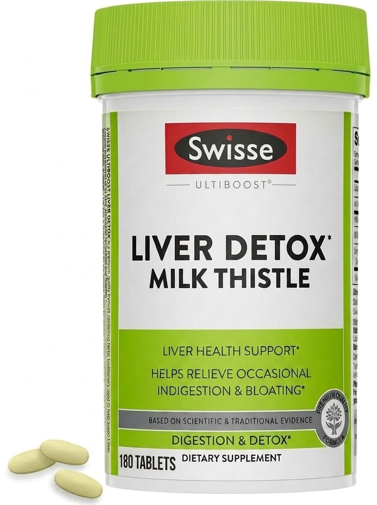Swisse Milk Thistle Liver Cleanse Detox " Reparar el Liver Detox " Liver Support Silencio Milk Thistle + Turmeric + Artichoke Extract  durable Dose for Your Liver TEN 180 Liver Pills