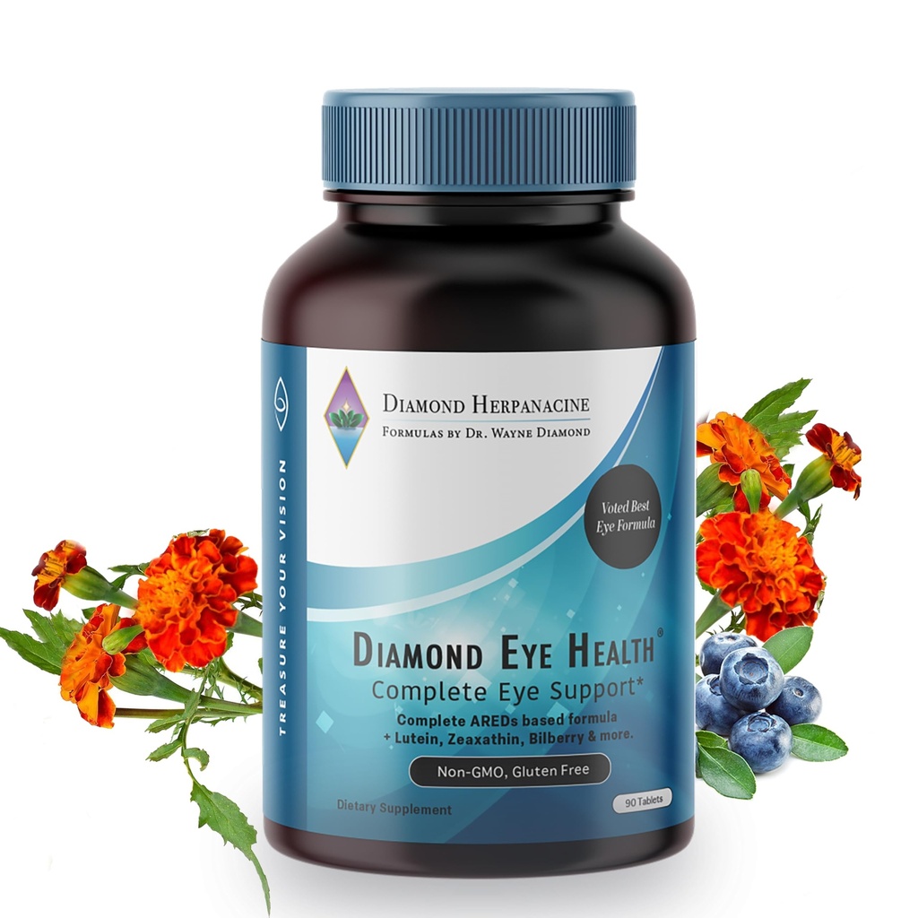 Salud de los ojos de diamante - Vitaminas naturales para el soporte completo de los ojos - Vitaminas de salud de los ojos para ayudar a los ojos envejecidos - Vegan, sin gluten, sin lácteos - (90 Cuenta)