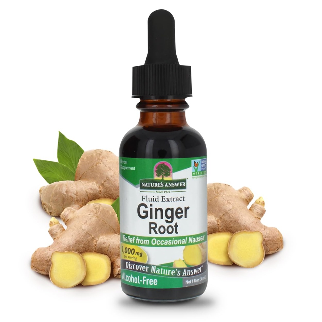 Respuesta de la naturaleza Ginger Root Alcohol Gratuito Extracto 1 onza ← Apoyo Stomach Función ← Vegan ← Vegetarian ← Non-GMO TEN Gluten Free