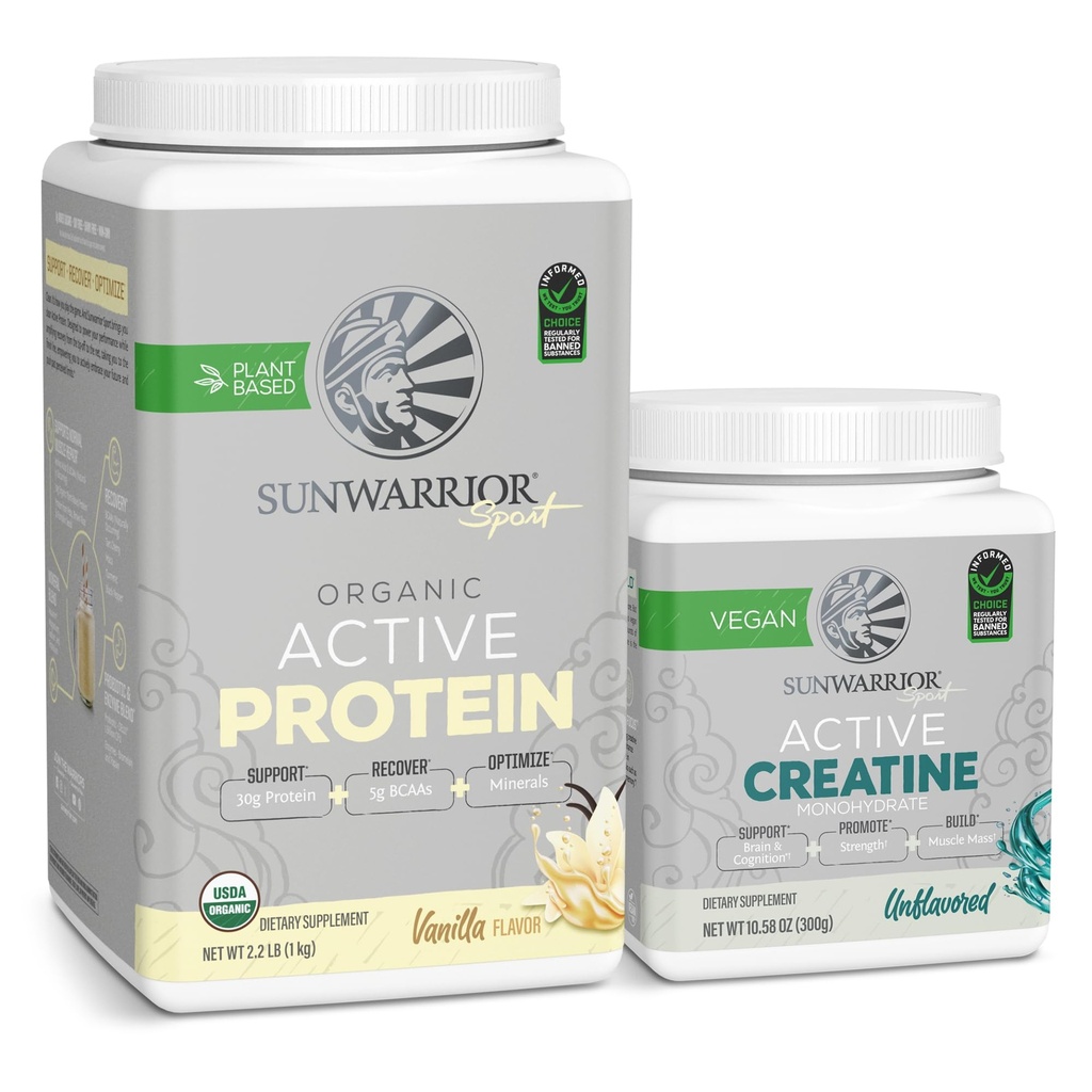 Sunwarrior Creatine Powder &amp; Vainilla Active Organic Protein Powder Set ← Guardar Silencio Vegan Protein Plus Unflavored Creatine Monohydrate (60 Servings Unflavored, 20 Servings Vanilla)