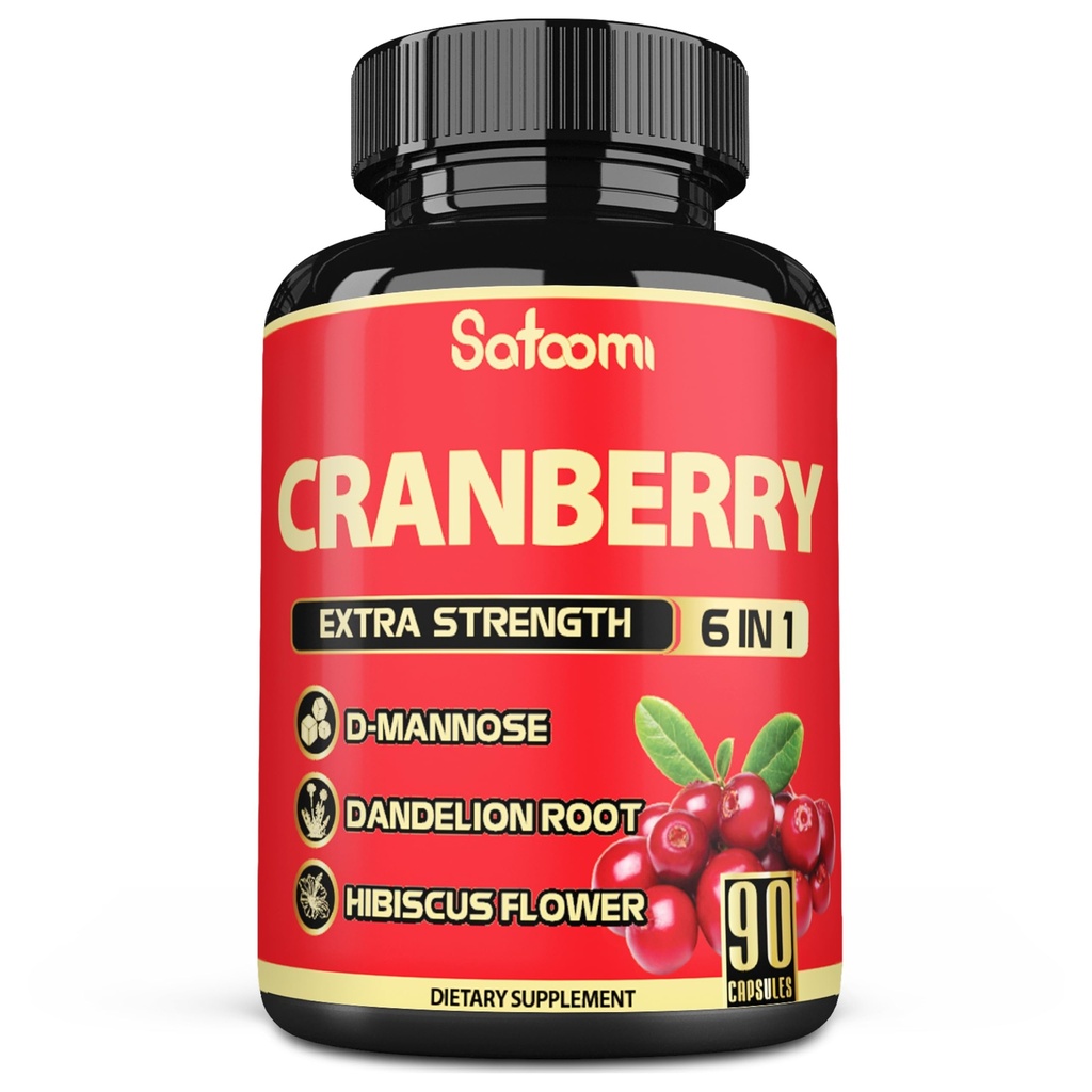 Satoomi 6in1 Píldoras de arándano para mujeres - 3 meses de suministro - 6 ingredientes de hierbas Extracto - 90 cápsulas de verduras