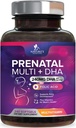Vitaminas prenatales con ácido fólico " DHA, Fetal Brain Development Support with Folate " Omega 3, Prenatal Multivitamin for Women, Vitamina A, C, D, B6, B12 " Iron, Pregnancy Supplement - 240 Softgels