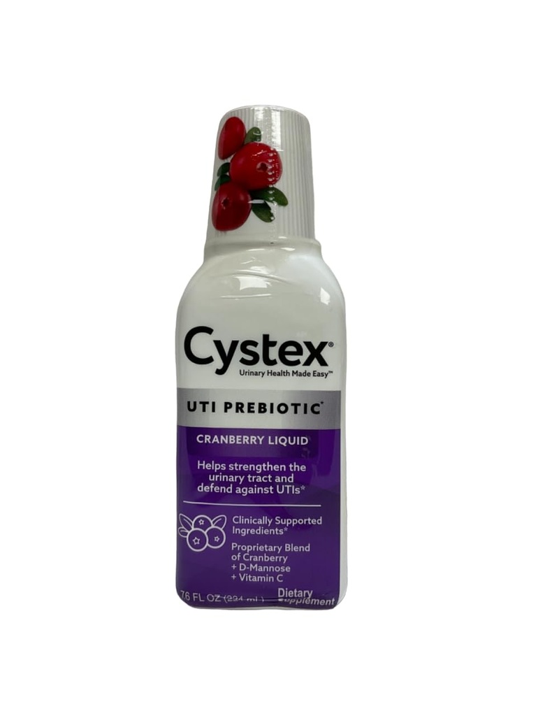 Cystex UTI Prebiotic Cranberry Liquid, Urinary Tract Support with D-Mannose, Vitamina C, and Bromelain, 7.6 FL OZ (Pack of 6)