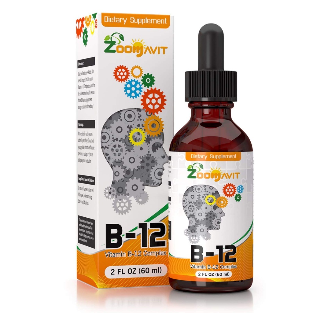 Vitamina B Complejo gotas líquidos con absorción rápida - Super B Complejo líquido vitaminas B2, B3, B5, B6 &amp; B12 - Natural Energy Boost, Mental Focus &amp; Healthy Immune System