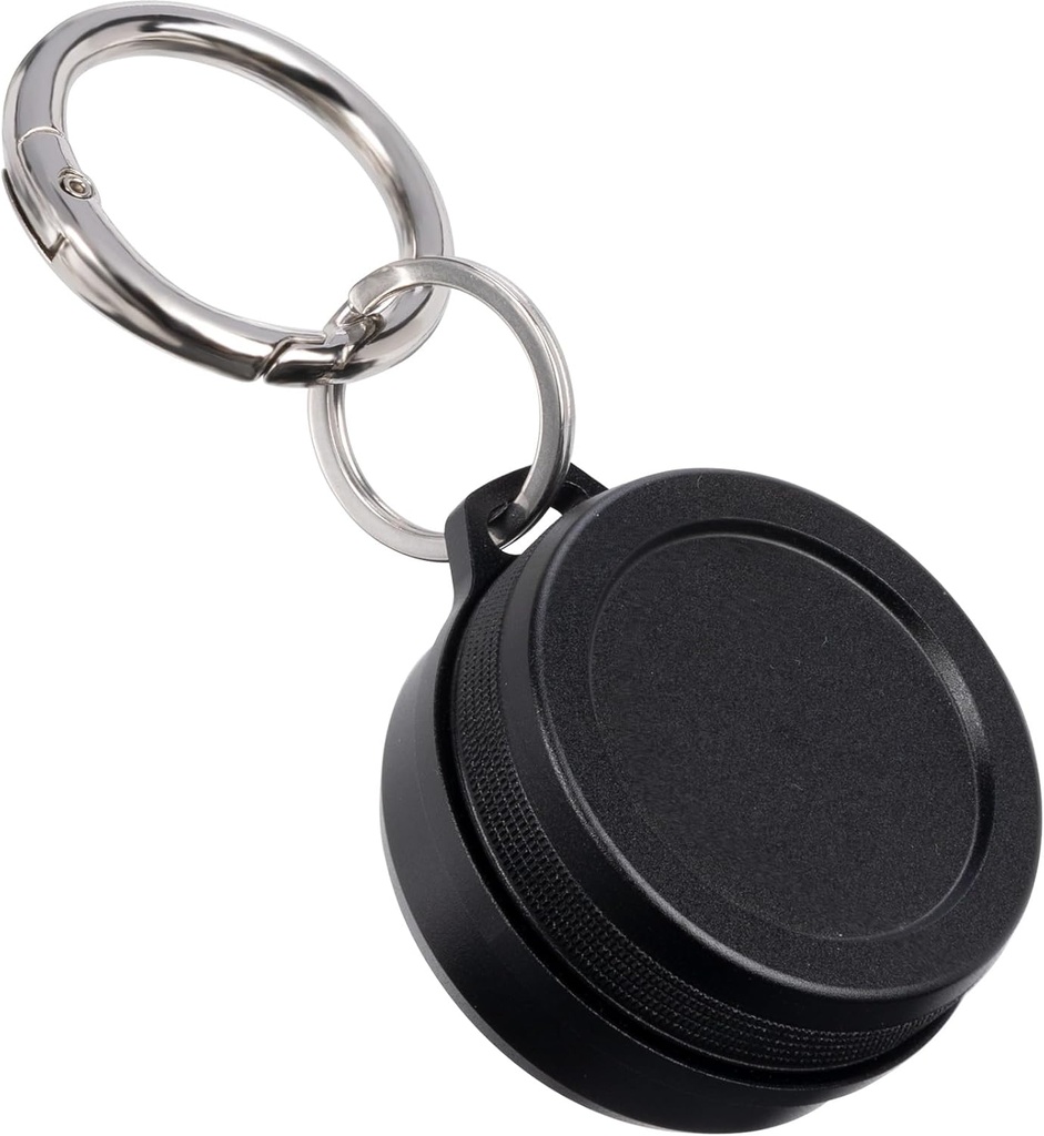 Caja de carga de metal - Portable Daily Travel Keychain Pill Holder impermeable, pequeño contenedor para Earplugs, Pills, Coins Compatible con Loop, Eargasm & Vibes, Compact Mini Purse Pill Case Box (Black)