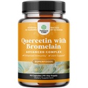 Quercetina pura con suplemento de bromelaina para la ayuda inmune - alta potencial quercetina 500mg cápsulas con bromelaina para el apoyo inmunitario y respiración - Suplemento respiratorio nutricional - 90 Ct