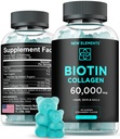 Biotina & colágeno Peptides Gummies - 50.000mcg Collagen + 10,000mcg Biotin ¦ Hair, Skin &amp; Nails Support for Hombres &amp; Mujeres ANTE Crecimiento del cabello, Esquí de reluz &amp; Escarabajos fuertes