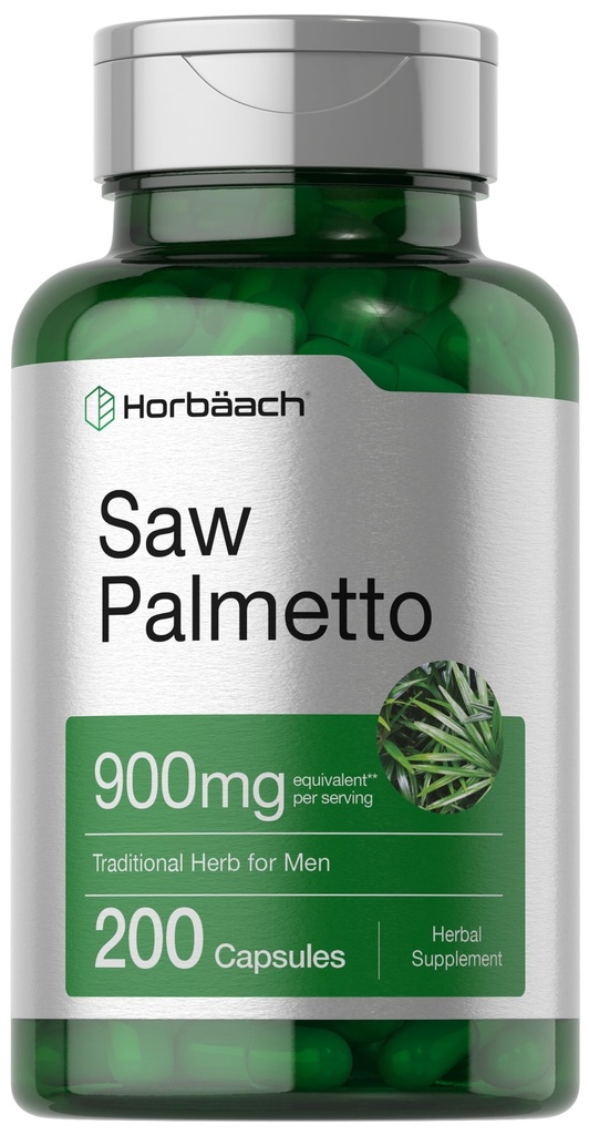 Horbaach Saw Palmetto Extract TEN 900mg ANTE 200 Capsules ← Non-GMO y Gluten Free Fórmula ← Tradicional Herb Suplemento Silencio de Saw Palmetto Berries