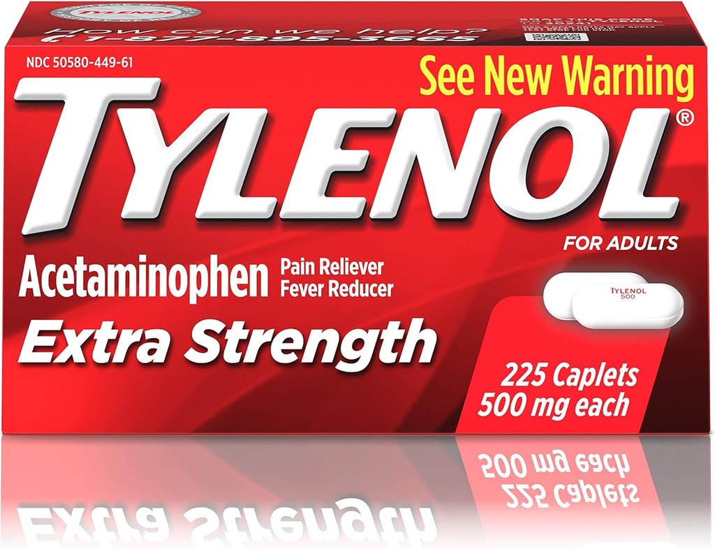 Tylenol Extra Strength Caplets with 500 mg Acetaminophen, Dolor de Dolor " Reductor de la fiebre, Para dolor de cabeza, Dolor de espalda " Menstrual Pain Relief, 225 ct
