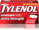 Tylenol Extra Strength Caplets with 500 mg Acetaminophen, Dolor de Dolor " Reductor de la fiebre, Para dolor de cabeza, Dolor de espalda " Menstrual Pain Relief, 225 ct