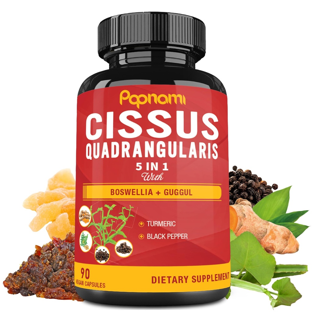 Super Cissus Quadrangularis Extracto Cápsulas con Boswellia, Guggul, Turmeric, Pepper ¦