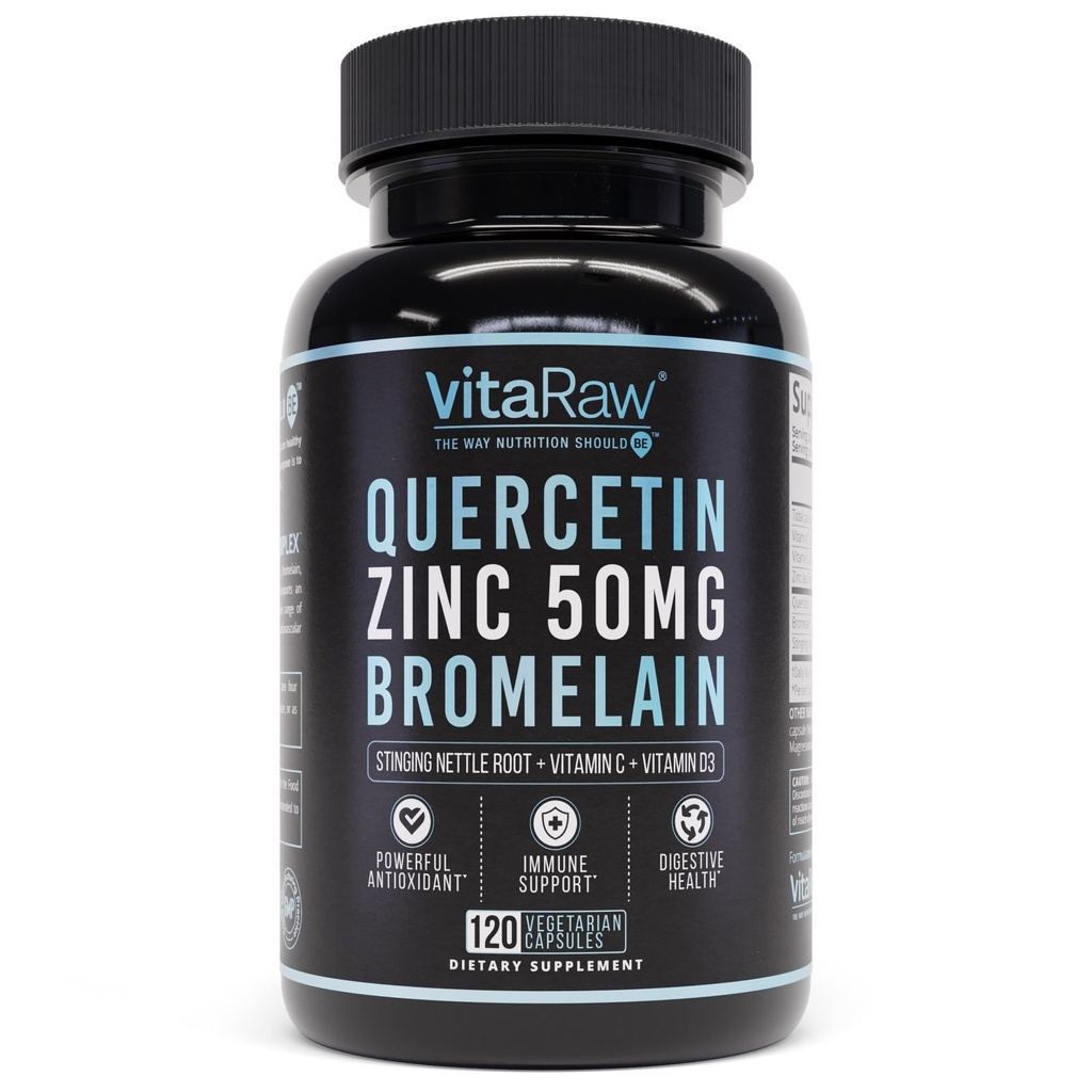 Quercetina con bromelaina 500mg cápsulas, soporta la respuesta inmune, el confort conjunto, " Wellness general - Vitamina C, Zinc 50mg, " Vitamina D3 5000 UI - Inmunity Health Pills