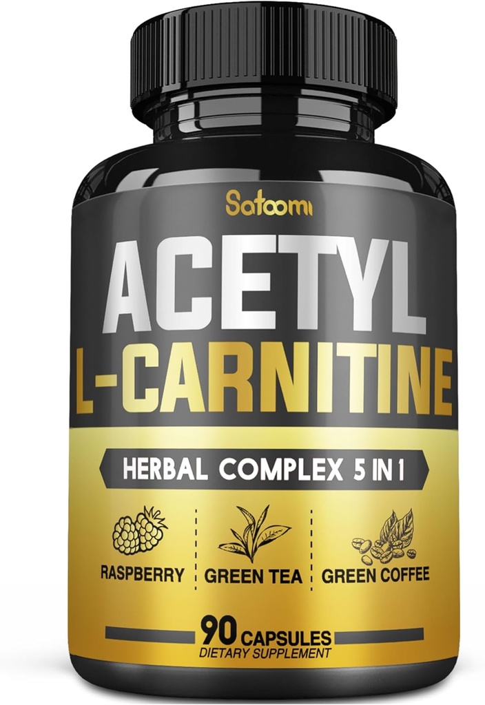 5in1 Acetyl L-Carnitine Complex Capsules - 2600mg Daily - Body, Brain &amp; Immune Health Support - Combined Alpha Lipoic Acid, Green Tea, Green Coffee Bean & Raspberry Ketones - 90 Cuentas para 3 meses
