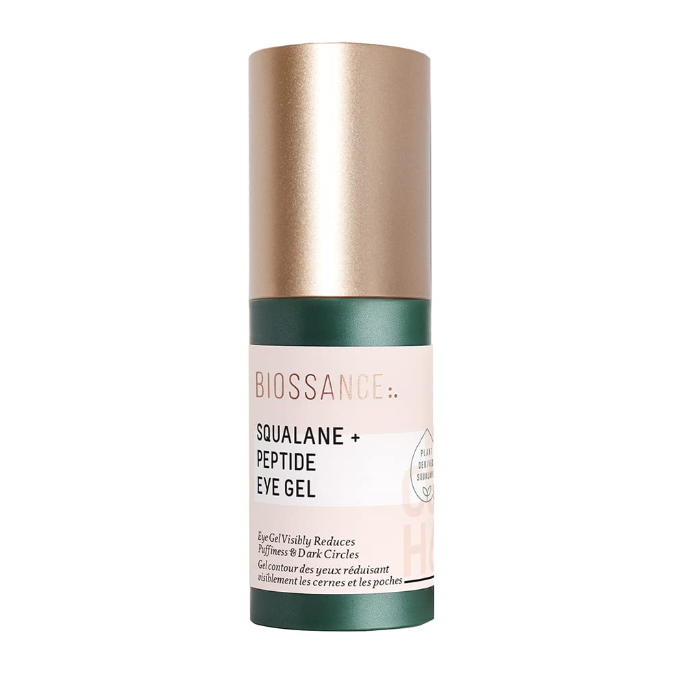 Biossance Squalane + Peptide Eye Gel - Ultra-Hydrating Under Eye Cream - Reduce Puffiness & Dark Circles - Reparar las arrugas del ojo Moisturizer- Anti Aging &amp; Hydrating, Day & Night Cream - 0.5oz