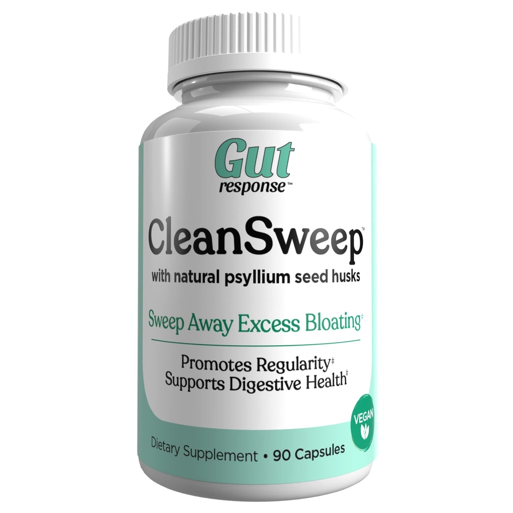 CleanSweep Capsules, Supports Healthy Bowel Movements, Digestive Health Support, Promotes Regularity, Natural Psyllium Seed Husk, Daily Fiber Supplement, 90 Capsules, 90 Servimientos