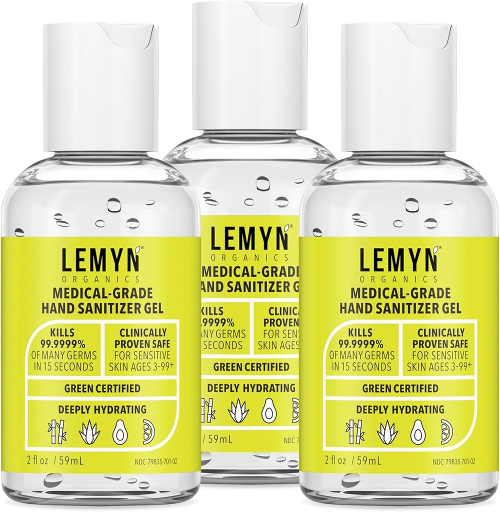 Gel de Saneamiento de Mano de Grado Médico - 97% ORGANIC - 2 FL.OZ. PACK OF 3