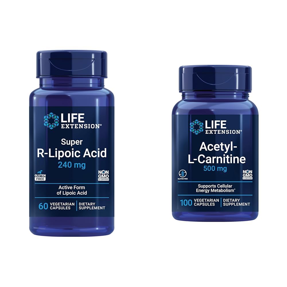 Super R-Lipoic Acid 240mg y Acetyl-L-Carnitine 100 cápsulas - Energía celular y salud cerebral