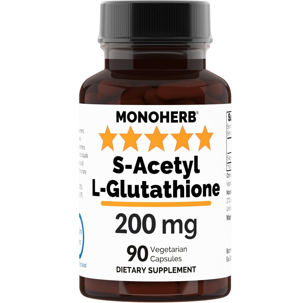 MONOHERB S-Acetyl L-glutathione 200mg - 90 cápsulas vegetarianas