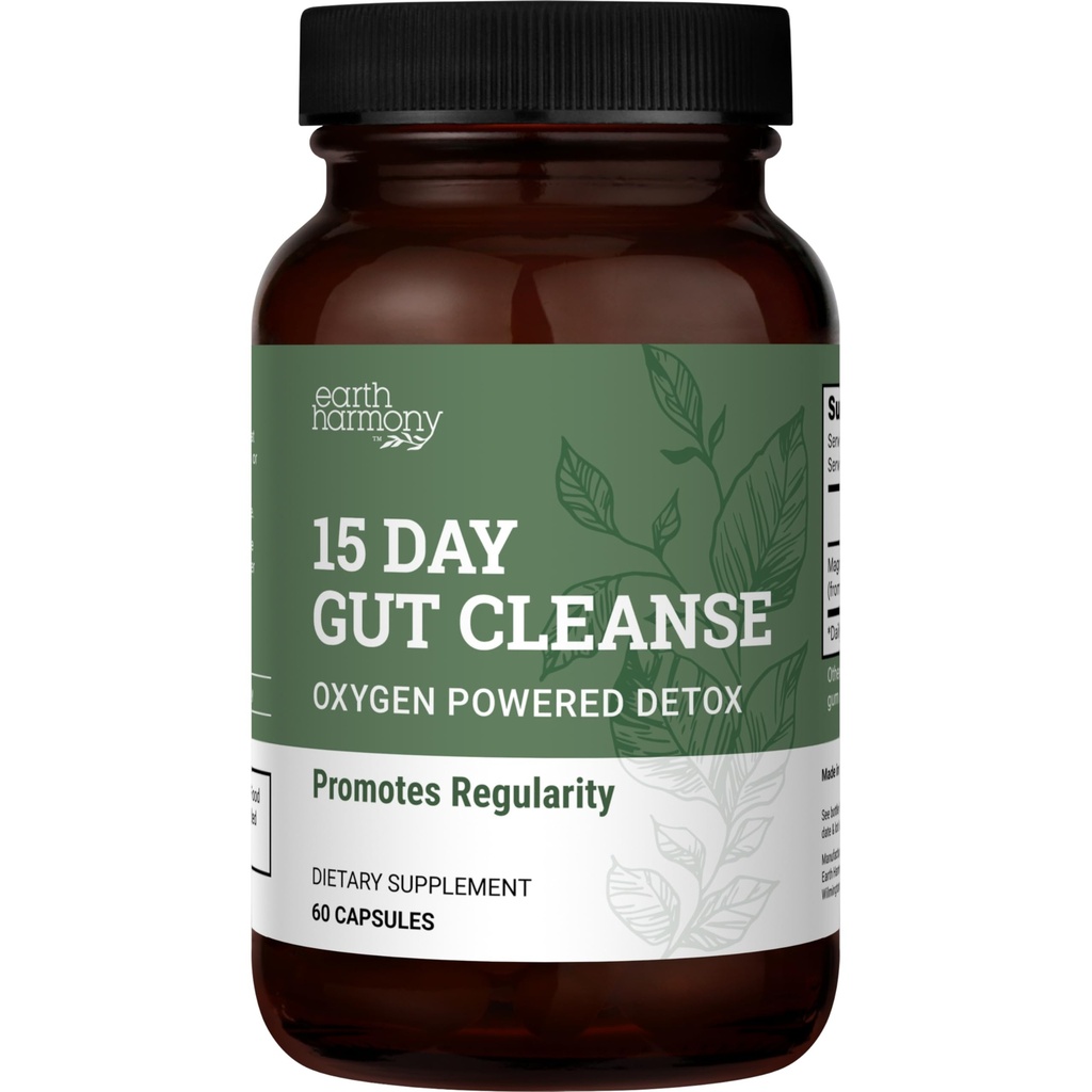 15 Day Gut Cleanse Detox For Women and Men - Vegan, Non-GMO Ingredientes For Waist Loss and Constipation Relief With A 15 Day Cleanse Gut Support Without Cramping, As Seen On TikTok (60 Capsules)