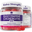 Glucosamine Chondroitin Gummies, Sugar Glucosamine Gratuito Chondroitin MSM Suplemento, Extra Strength with Boswellia Turmeric, Hydrolyzed Collagen & Hyaluronic Acid, Bone Health for Men &amp; Women, 120 Cts