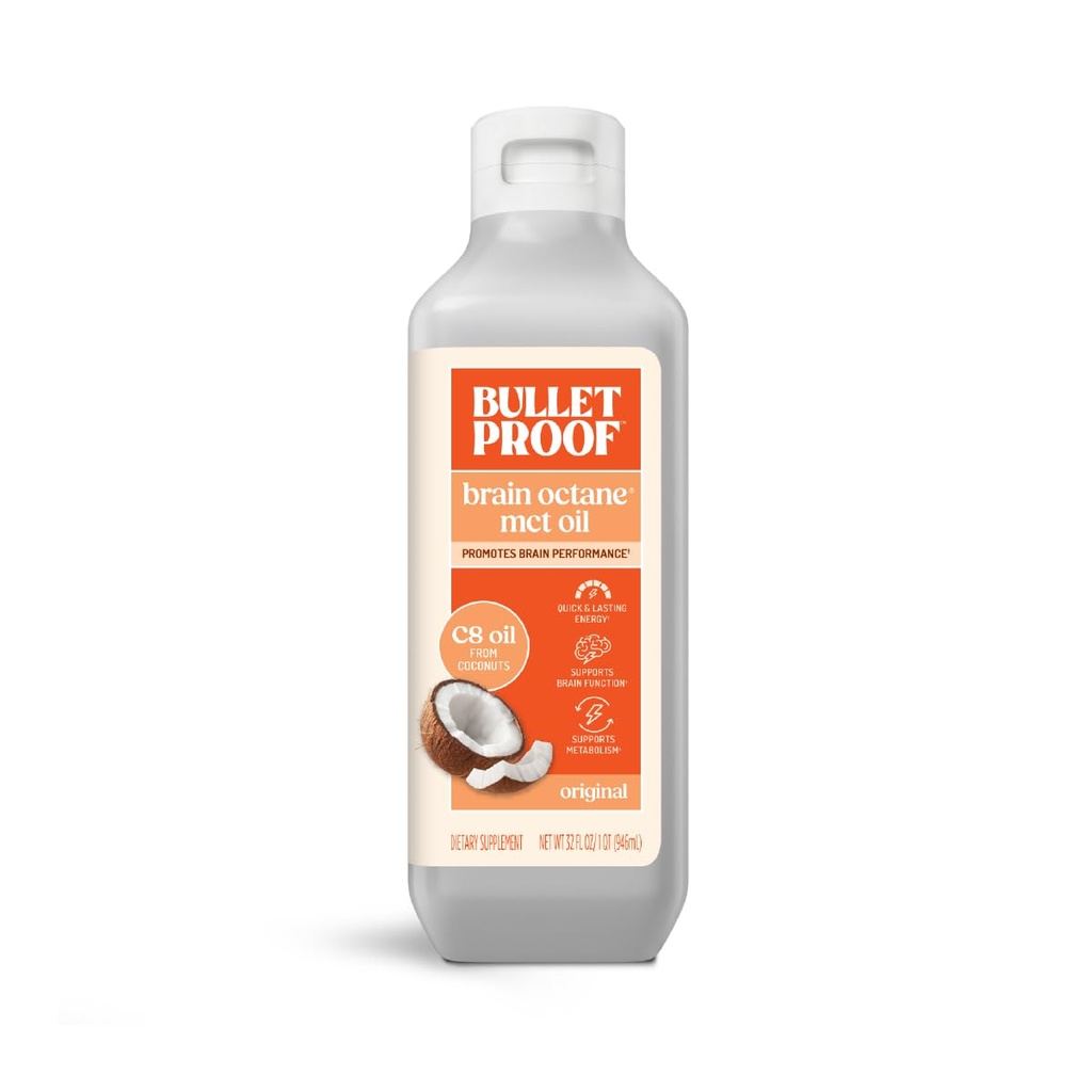 Aceite de C8 MCT de Cerebro a prueba de balas, 32 onzas, suplemento de Keto para la energía sostenible y reducir los ahorros