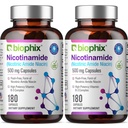 biophix B-3 Nicotinamide 500 mg 180 Caps 2 Pack - Nicotinic Amide Niacin Natural Flush-Free Vitamina Fórmula - Apoyos Skin Cell Health