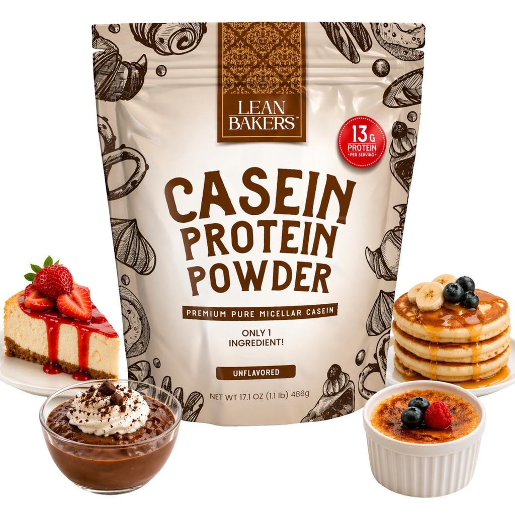 Casein Protein Powder, Pure Micellar Casein, Gluten Free, para Baking High Protein Calorie Snacks, sin edulcorantes, 1.1lb